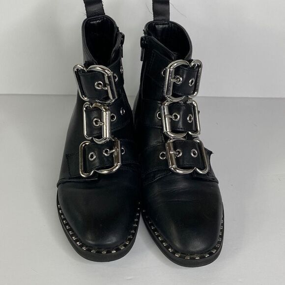 Steve Madden Recharge Moto Buckle Bootie Leather Black 6.5 M - Picture 4 of 13
